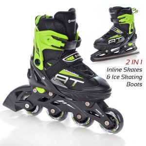 2in1 Inline Skates Ice Skating Boots Green